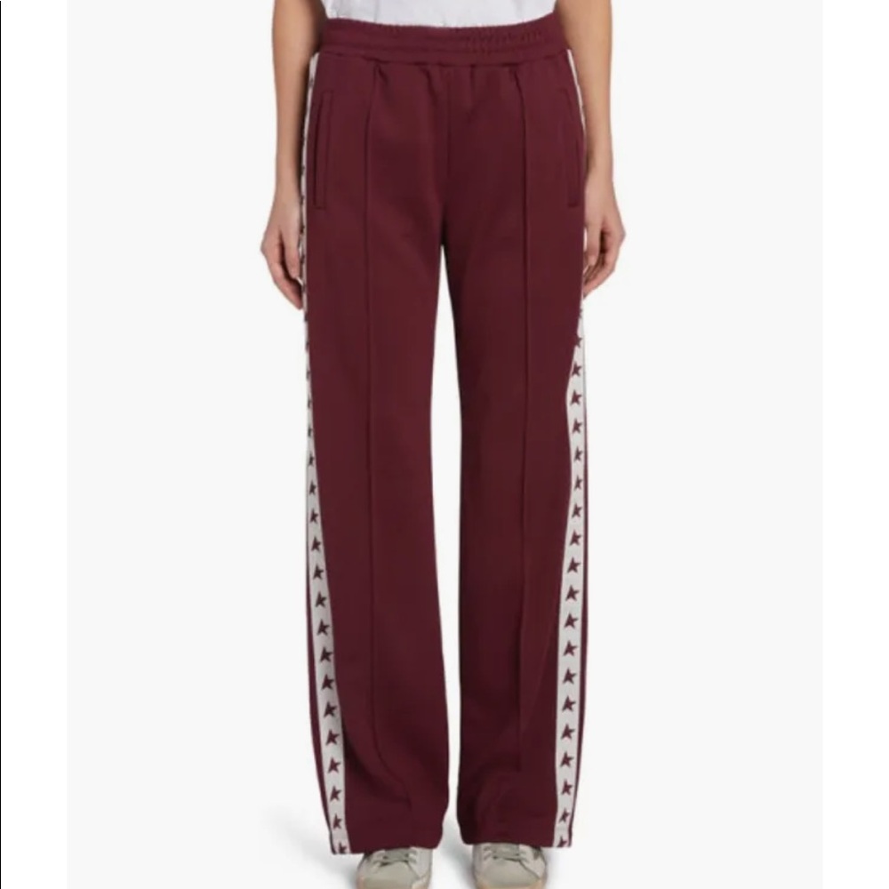Golden Goose Star Collection Wide-Leg Track Pants Sz S NWT in Burgundy